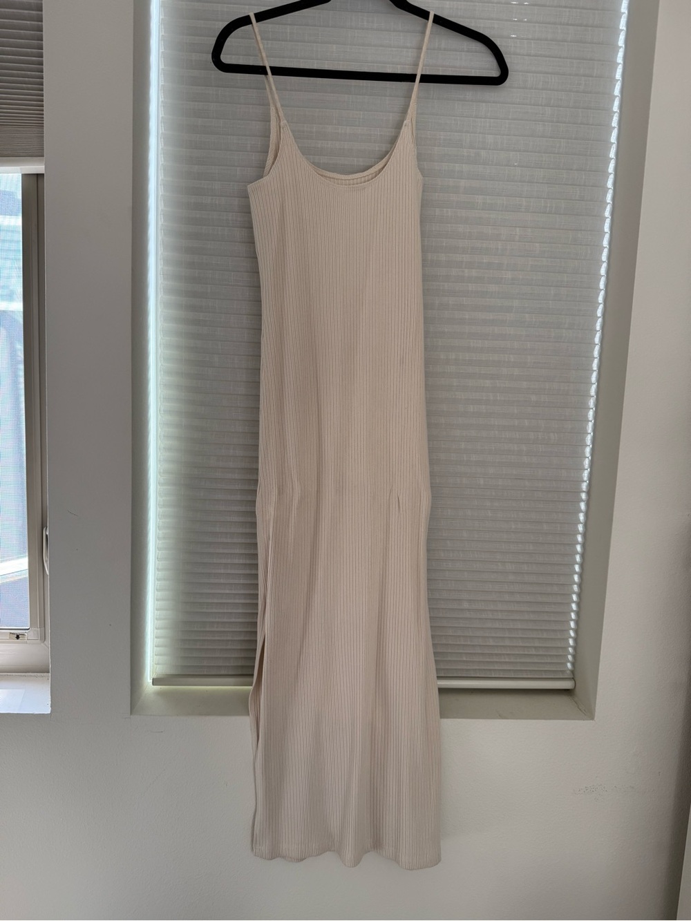Reformation Ribbed Maxi Dress in Light Cream